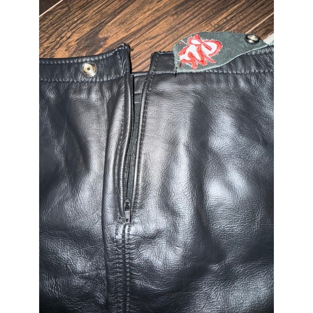 Vintage Genuine Leather Mini Skirt Black Soft‎ Leather Back Zip 28" Waist - Picture 4 of 7